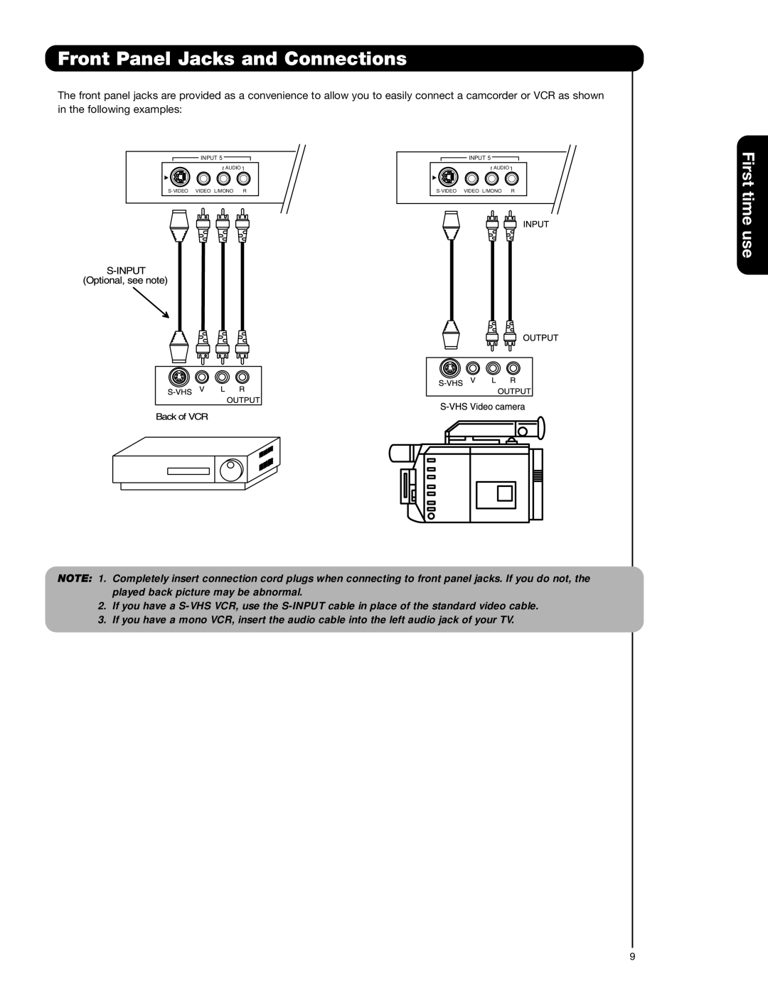 Hitachi 57F710G, 51F710G important safety instructions Front Panel Jacks and Connections 