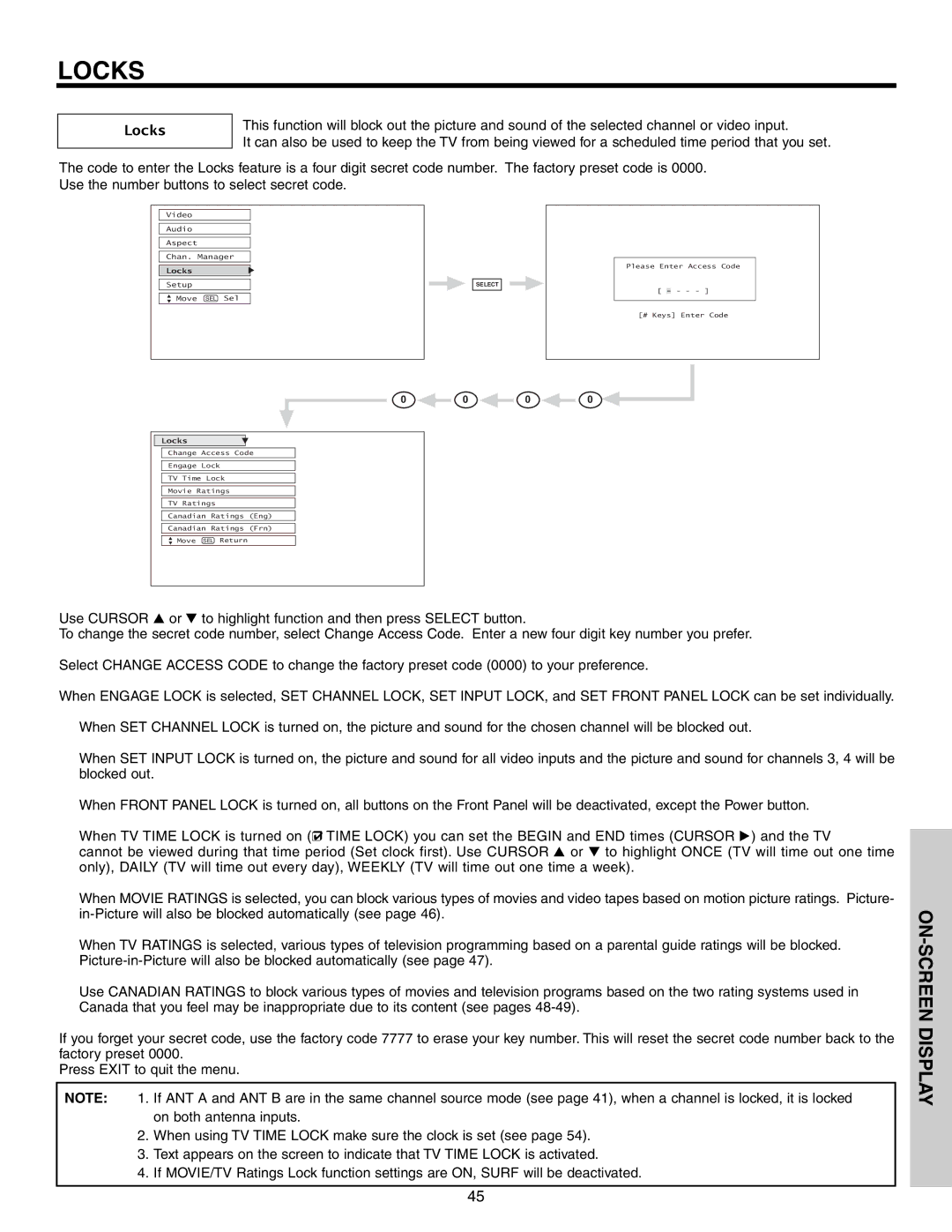 Hitachi 51G500S important safety instructions Locks 