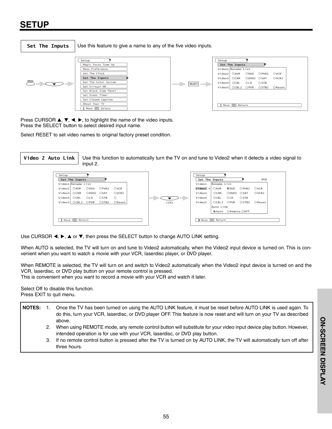 Hitachi 51G500S important safety instructions Set The Inputs 