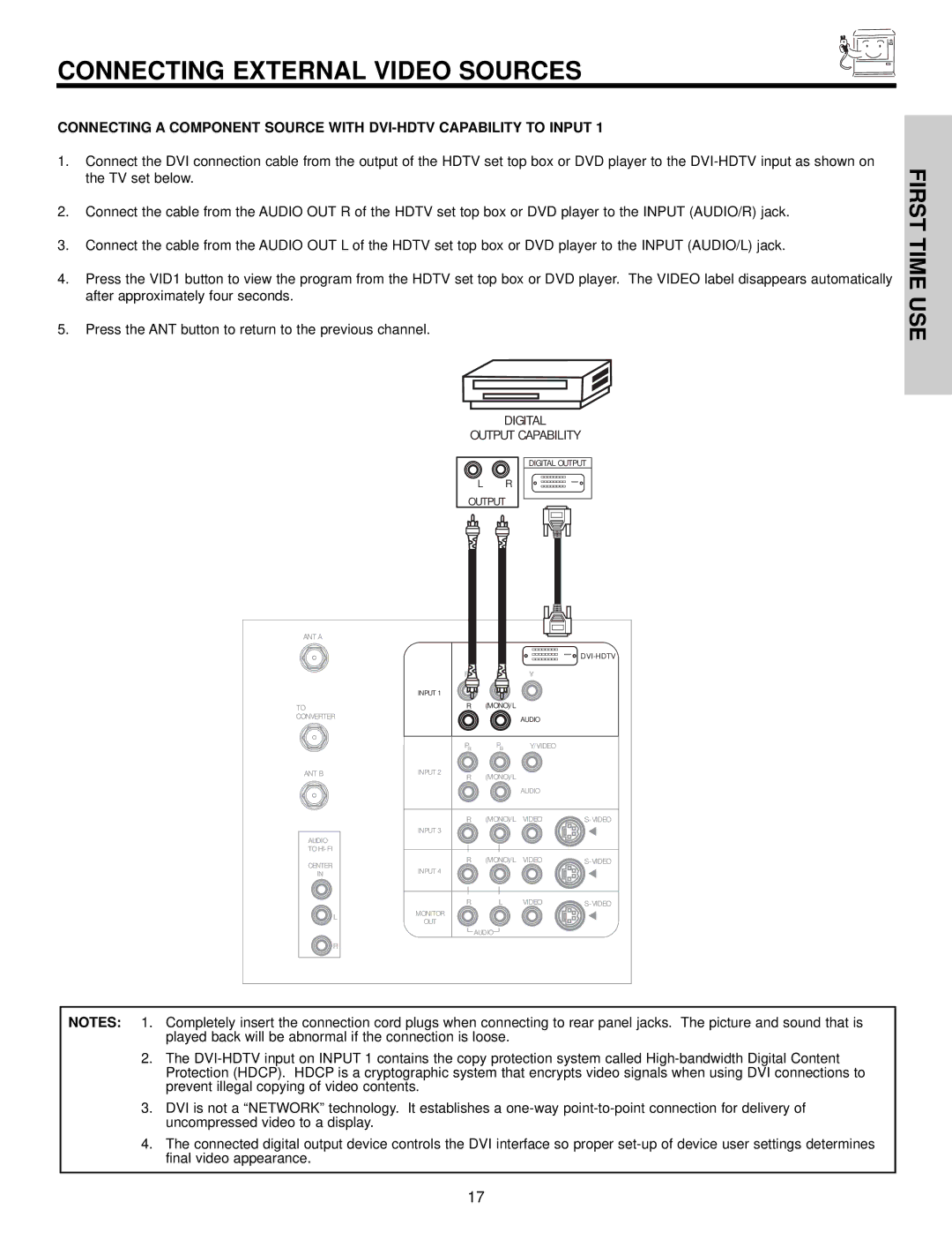 Hitachi 65S500, 51S500, 57S500 important safety instructions Digital Output Capability 