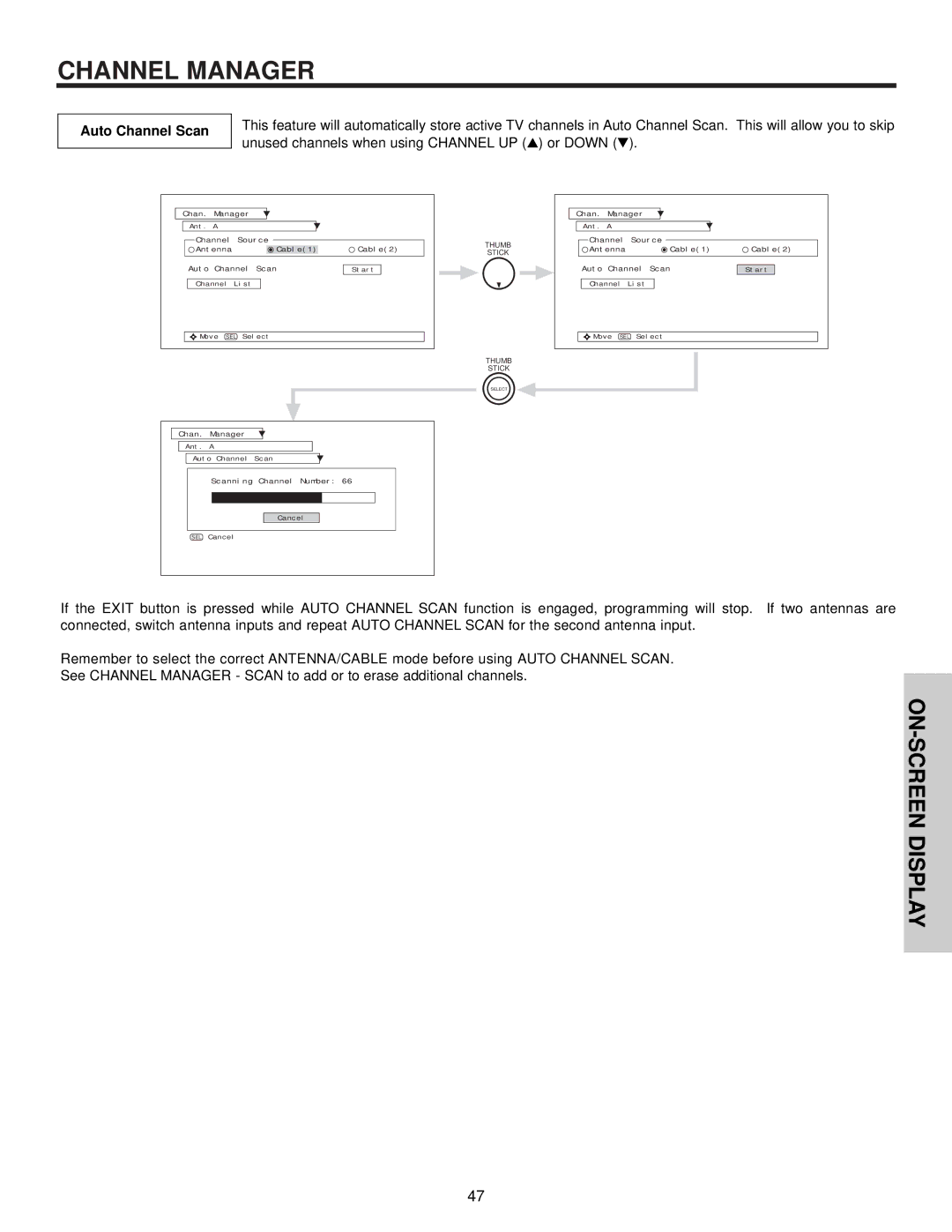 Hitachi 65S500, 51S500, 57S500 important safety instructions Auto Channel Scan 