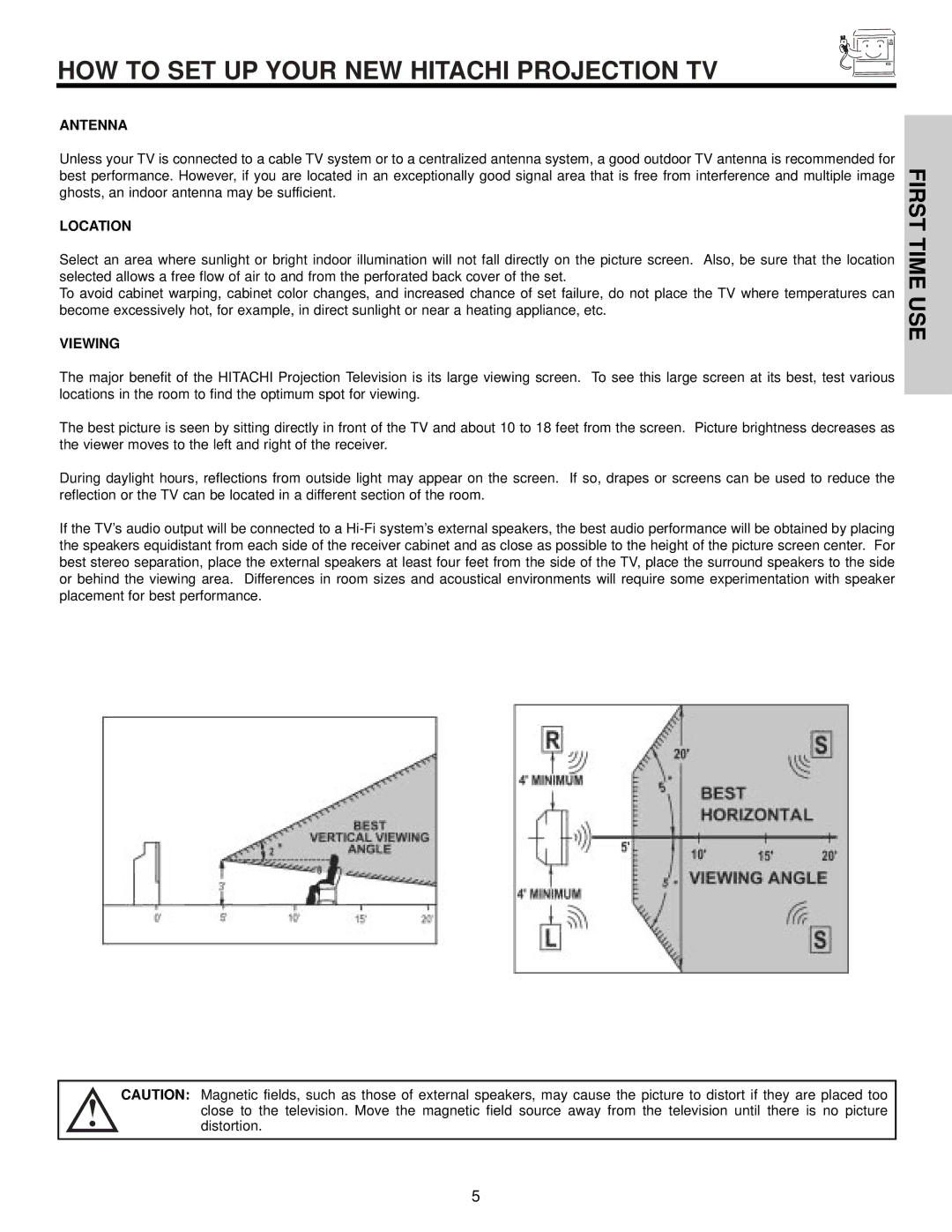 Hitachi 65S500, 51S500, 57S500 HOW to SET UP Your NEW Hitachi Projection TV, Antenna, Location, Viewing 