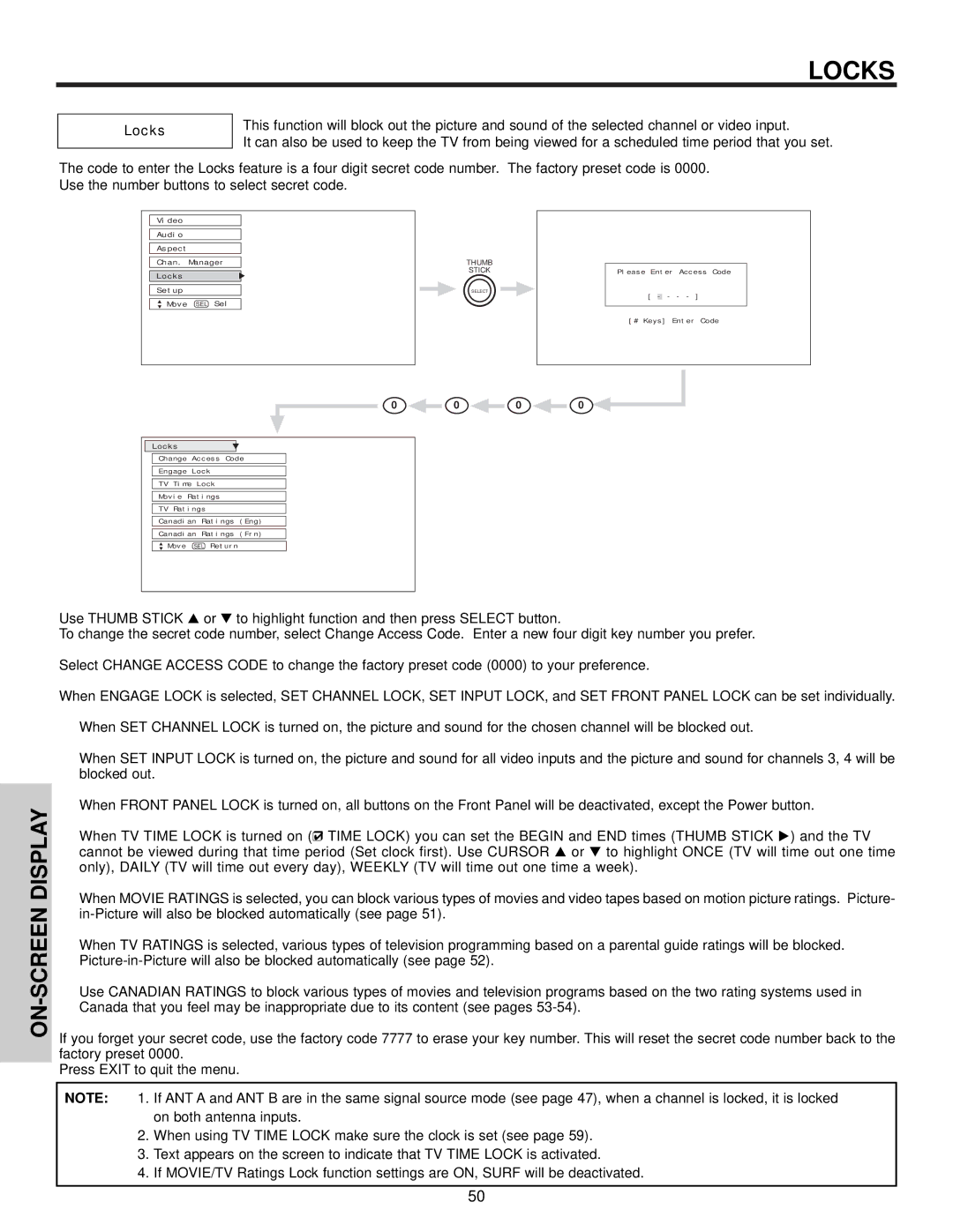 Hitachi 65S500, 51S500, 57S500 important safety instructions Locks 