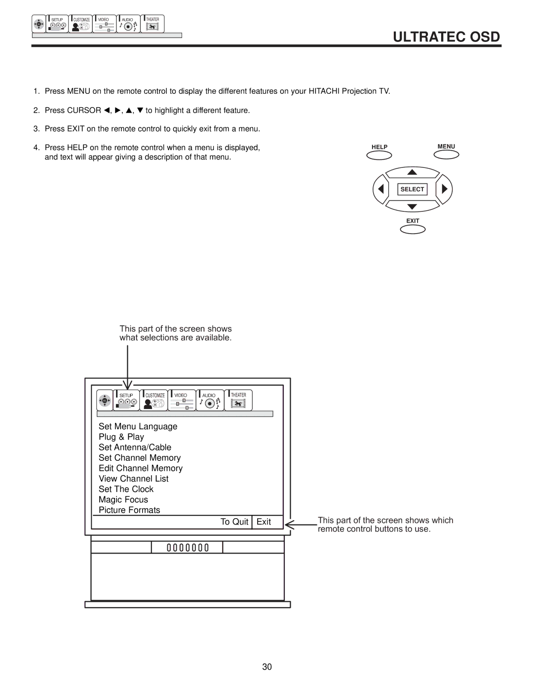 Hitachi 53FDX20B, 43FDX20B, 53SDX20B, 43FDX15B, 53SDX20BB important safety instructions Ultratec OSD 