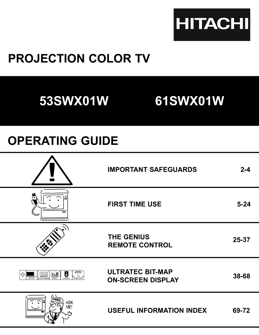 Hitachi 53SWX01W, 61SWX01W manual 53SWX01W 61SWX01W 