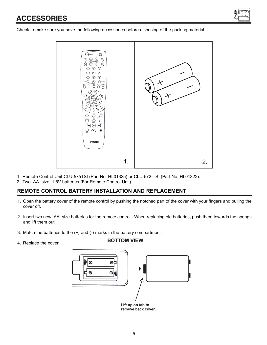 Hitachi 53SWX01W, 61SWX01W manual Accessories, Vol 