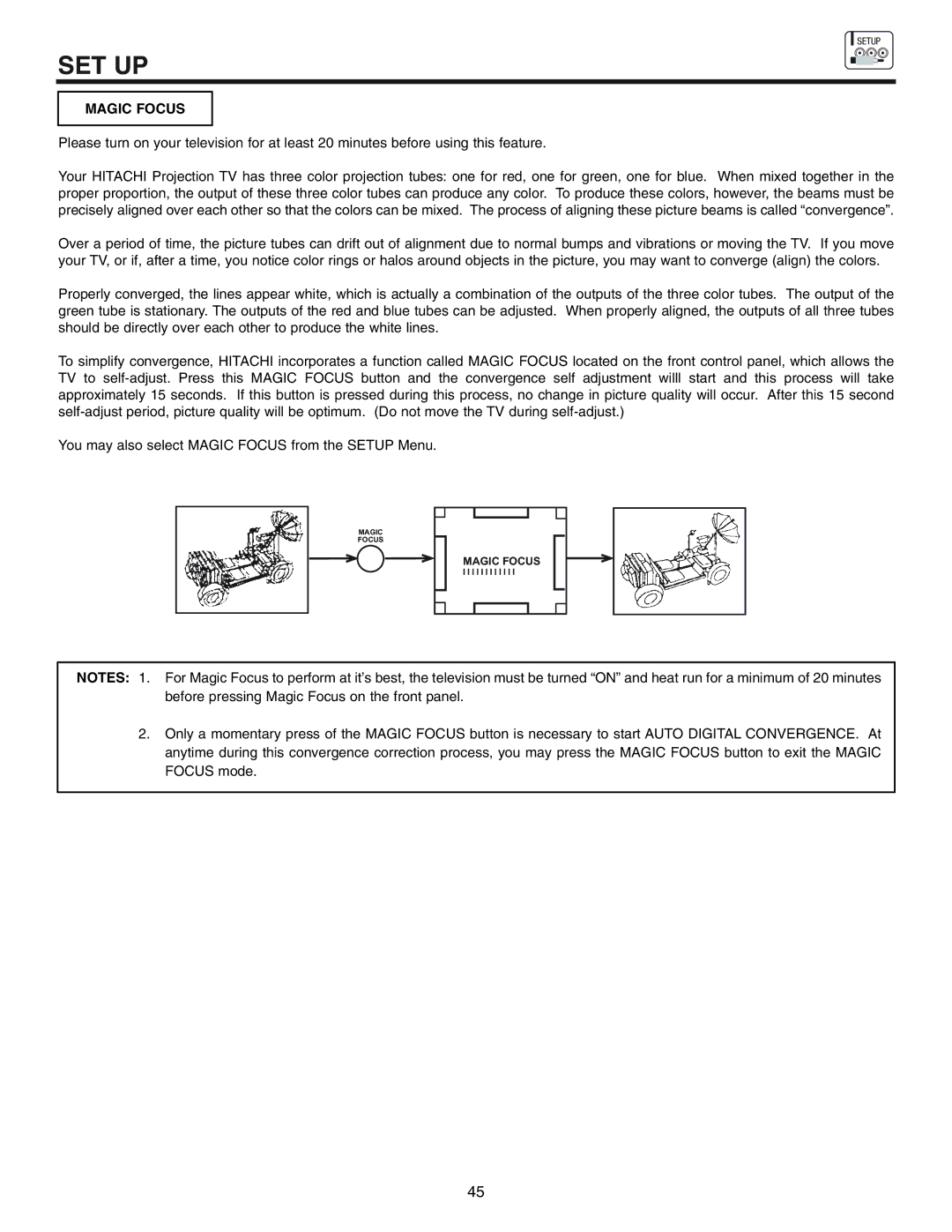 Hitachi 53UWX10BA, 61SWX10B, 61UWX10BA important safety instructions Magic Focus 