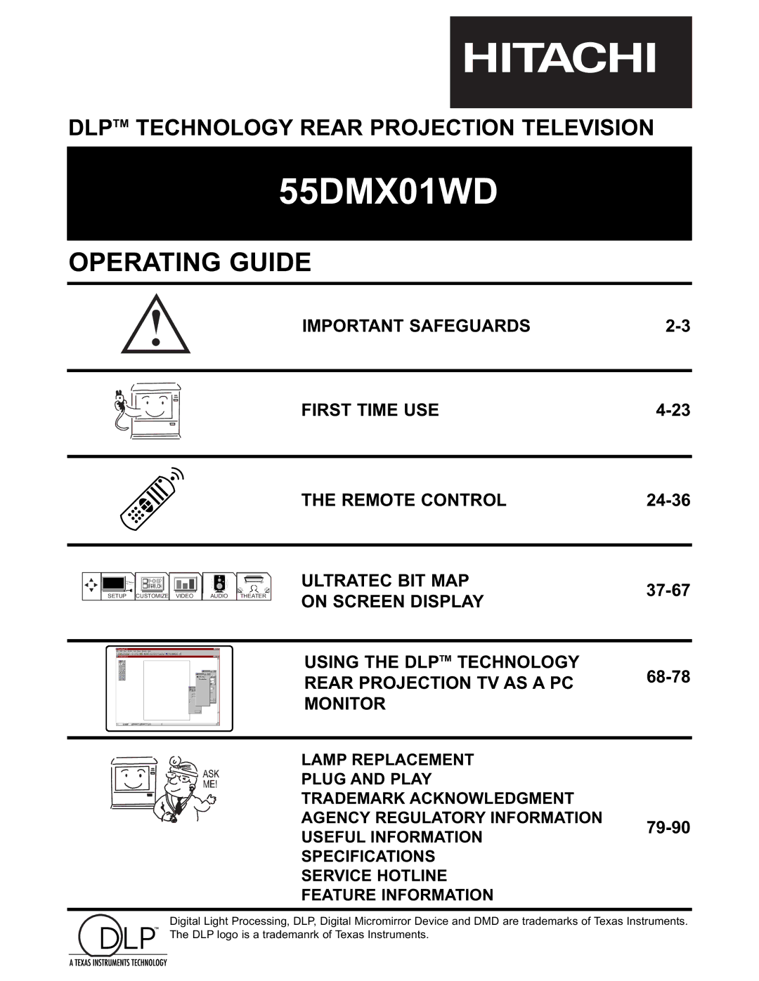 Hitachi 55DMX01WD specifications 