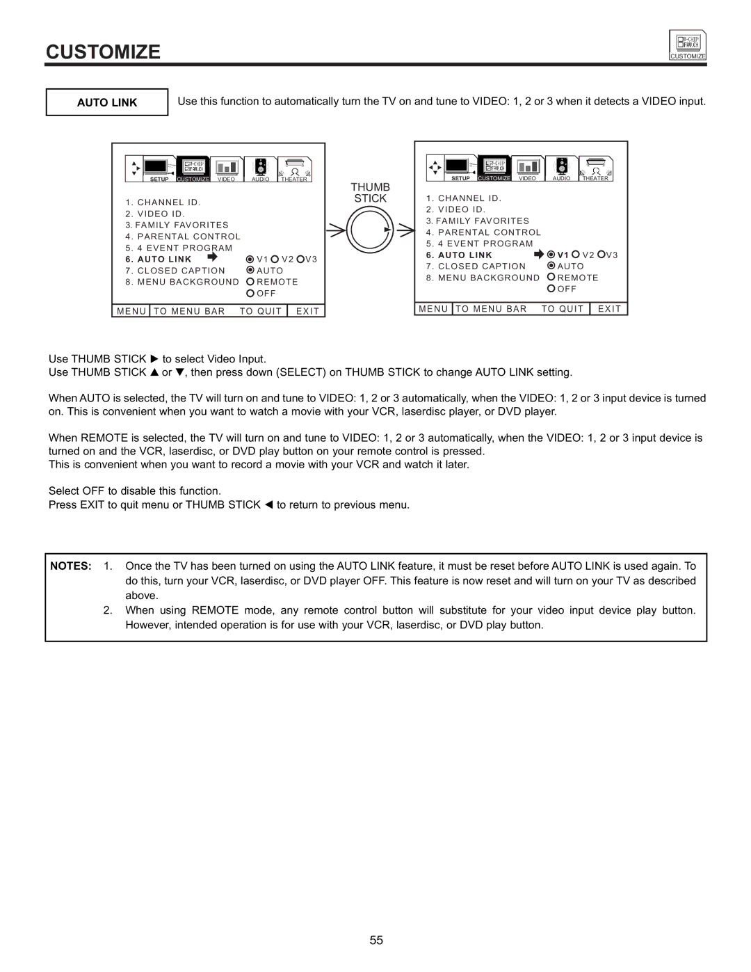 Hitachi 55DMX01WD specifications Auto Link 