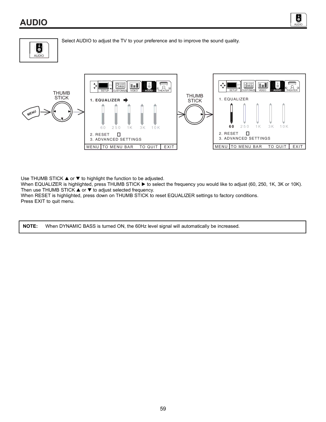 Hitachi 55DMX01WD specifications Audio 