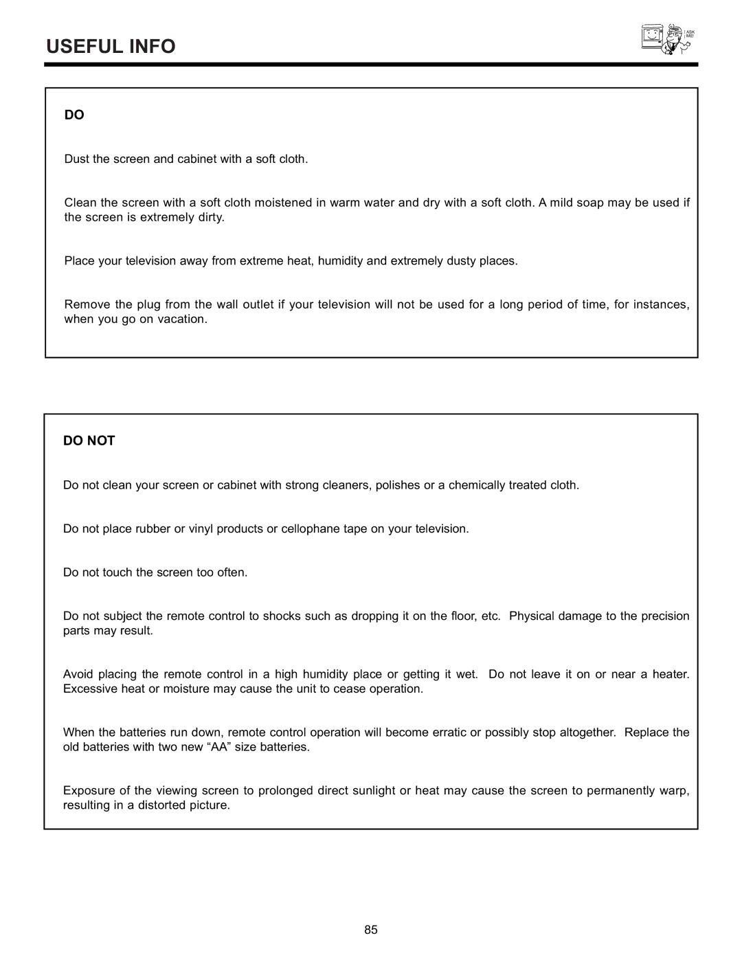 Hitachi 55DMX01WD specifications Do not 