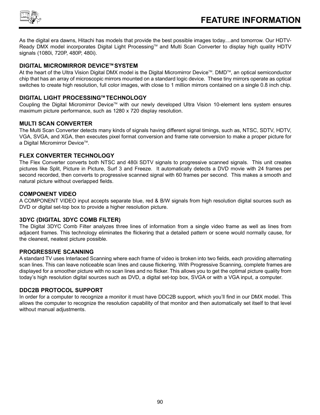 Hitachi 55DMX01WD specifications Feature Information, Digital Micromirror Devicetm System 