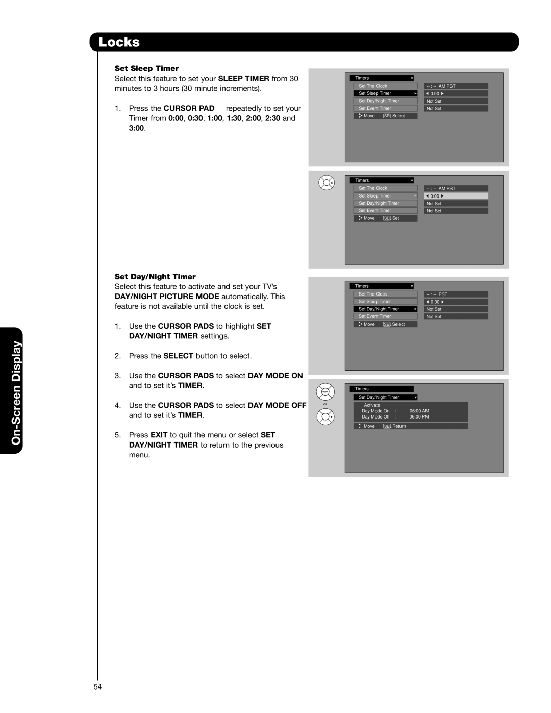 Hitachi 55HDS52, 42HDS52A important safety instructions Set Sleep Timer, Set Day/Night Timer 