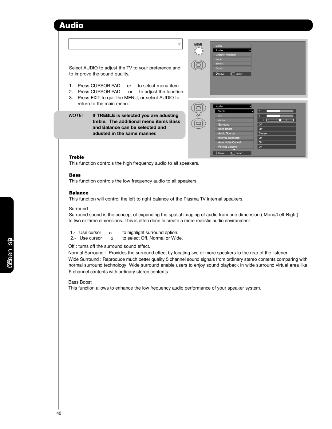 Hitachi 55HDS69, 42HDS69 important safety instructions Audio 