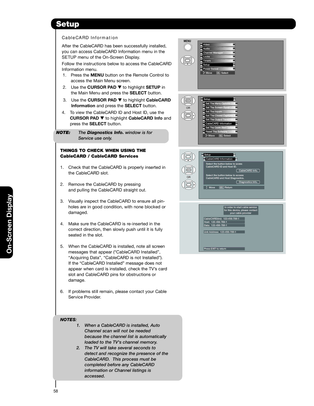 Hitachi 55HDS69, 42HDS69 CableCARD Information, Things to Check When Using, CableCARD / CableCARD Services 