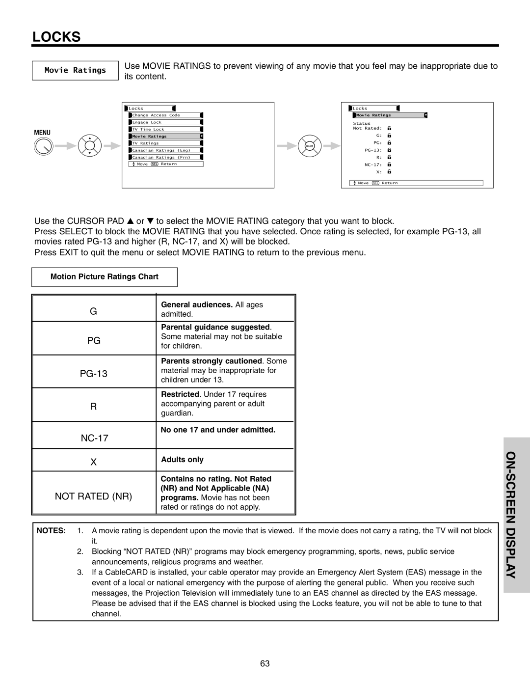 Hitachi 42HDT51, 55HDT51 important safety instructions Movie Ratings 