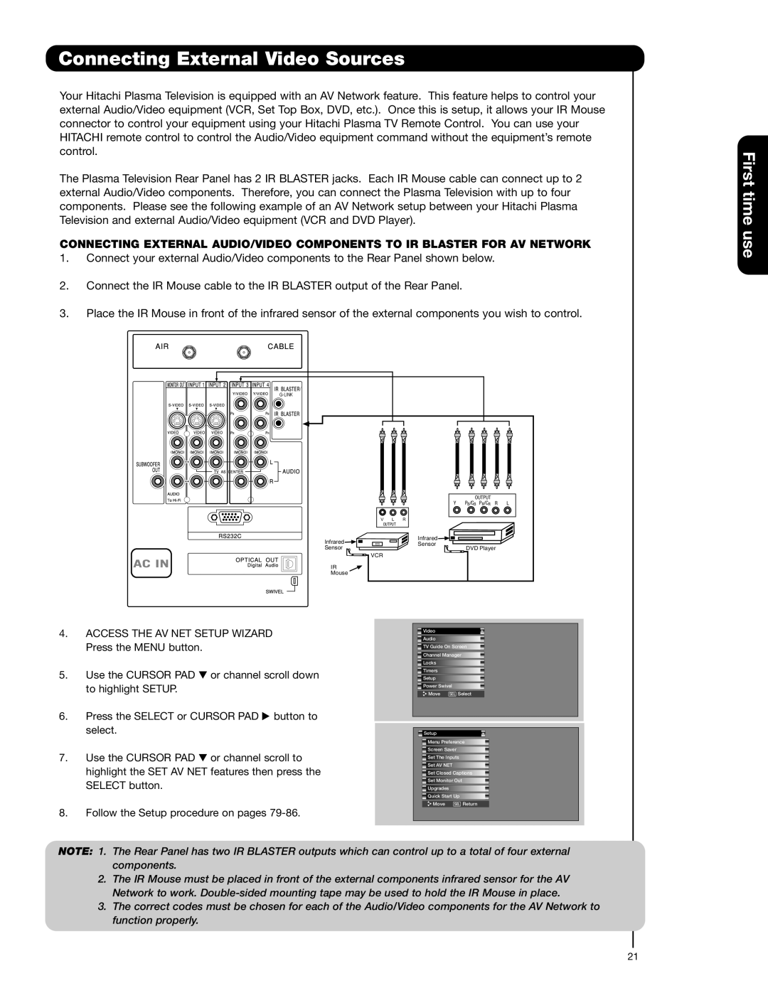 Hitachi 55HDT52 important safety instructions Vcr 