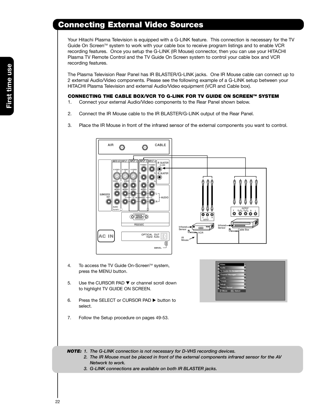 Hitachi 55HDT52 important safety instructions Output C B P R/C R R 