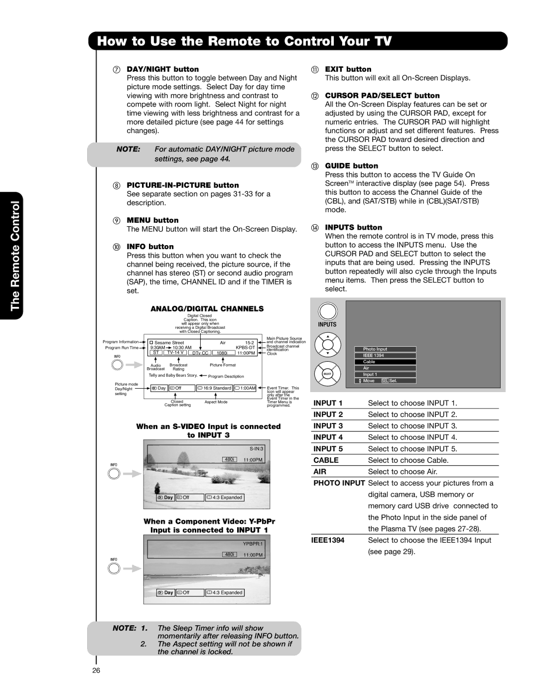 Hitachi 55HDT52 important safety instructions ANALOG/DIGITAL Channels, Air 