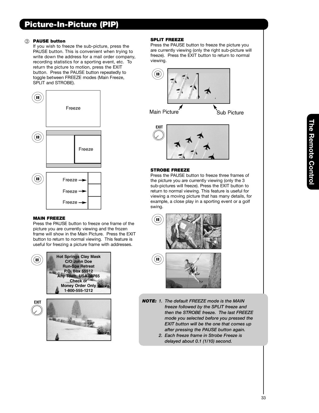 Hitachi 55HDT52 important safety instructions Split Freeze, Main Freeze, Strobe Freeze 