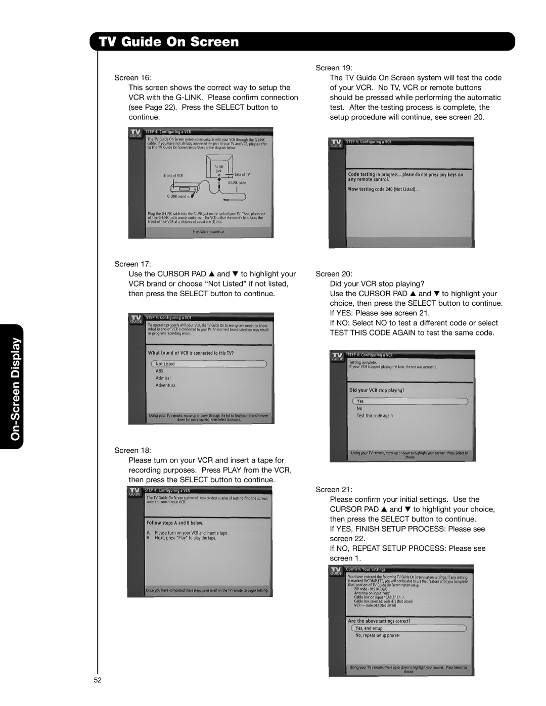 Hitachi 55HDT52 important safety instructions TV Guide On Screen 