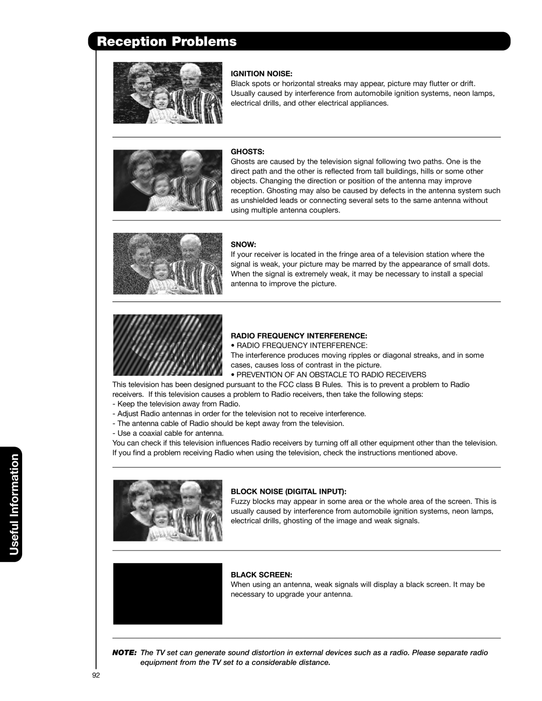 Hitachi 55HDT52 important safety instructions Reception Problems 