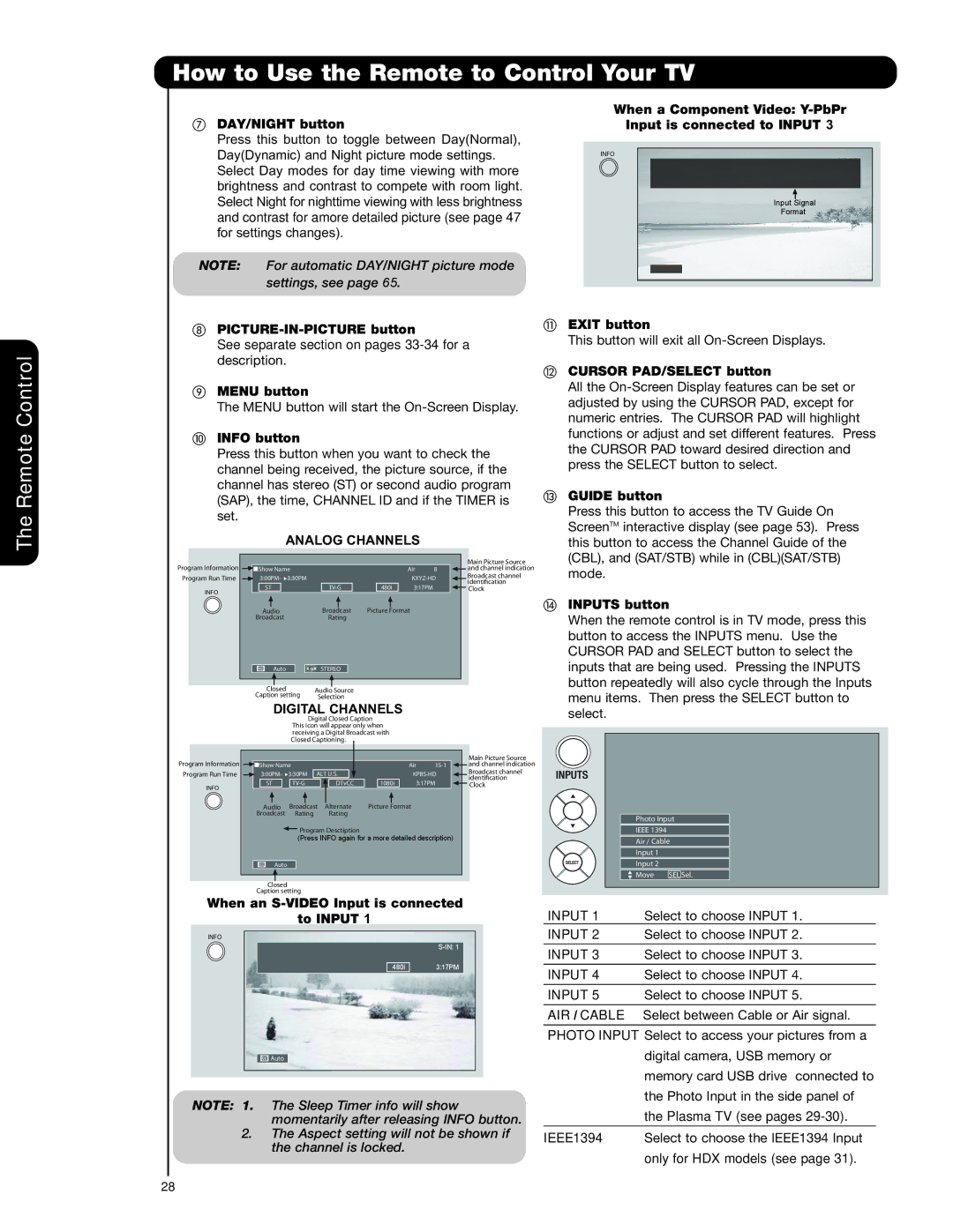 Hitachi 55HDT79 42HDX99 important safety instructions Analog Channels, Digital Channels 