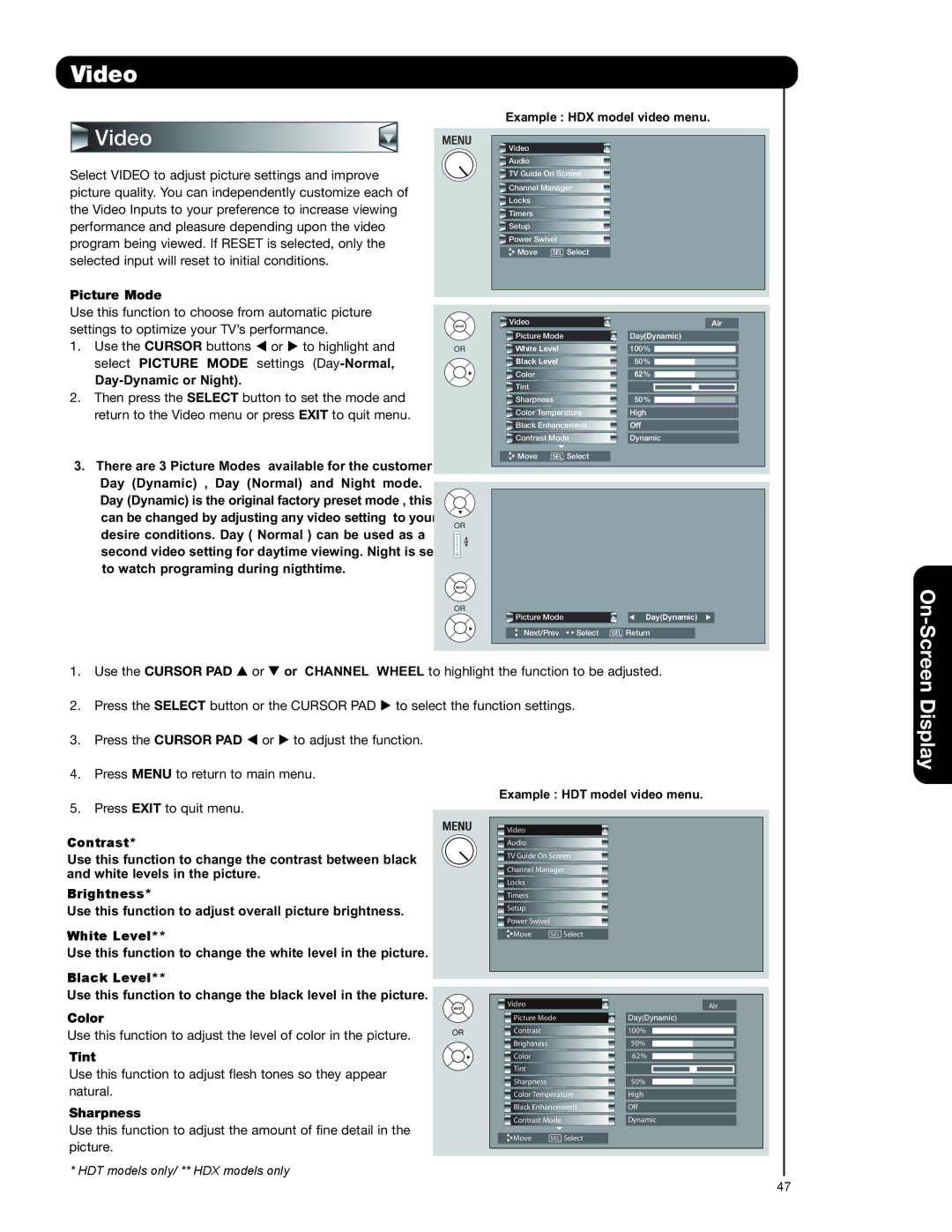 Hitachi 55HDT79 42HDX99 important safety instructions Video 