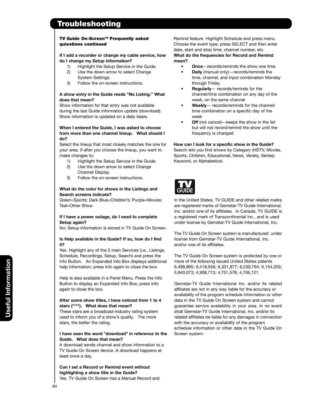 Hitachi 55HDT79 42HDX99 important safety instructions Is Help available in the Guide? If so, how do I find it? 