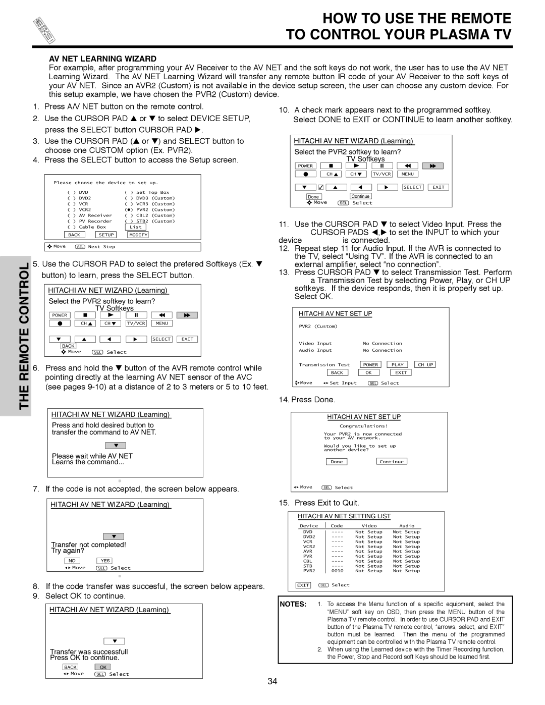 Hitachi 55HDX61A important safety instructions Softkeys. If the device responds, then it is properly set up, Select OK 