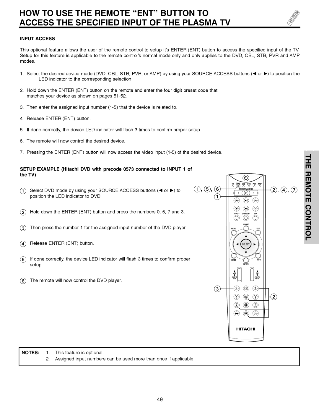 Hitachi 55HDX61A important safety instructions Input Access 