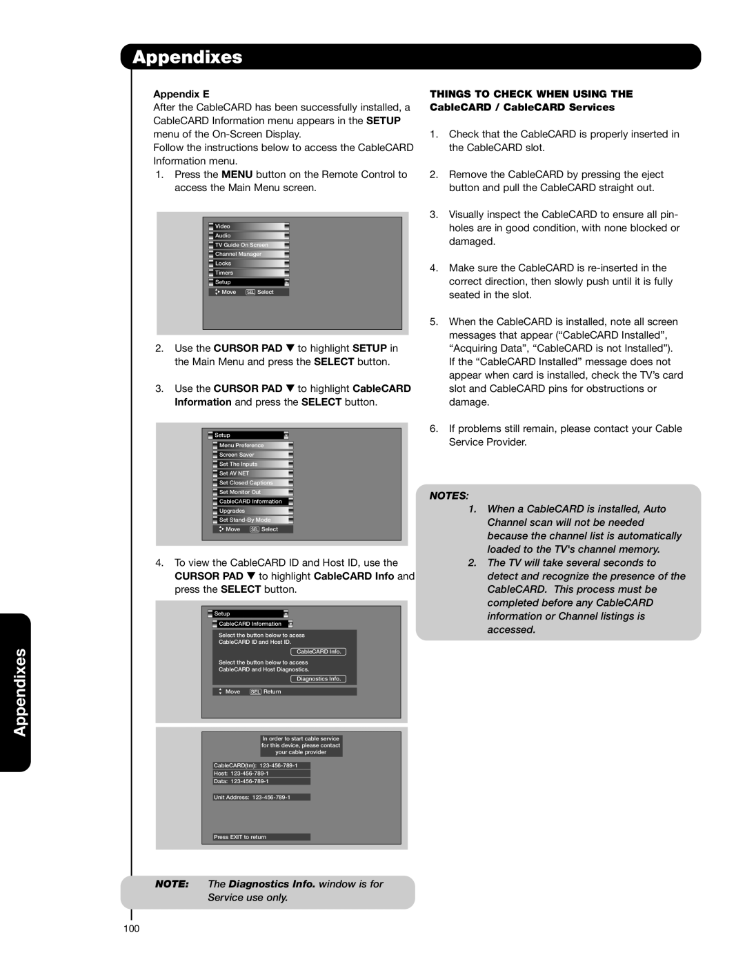 Hitachi 55VG825 important safety instructions Appendix E, Information and press the Select button 