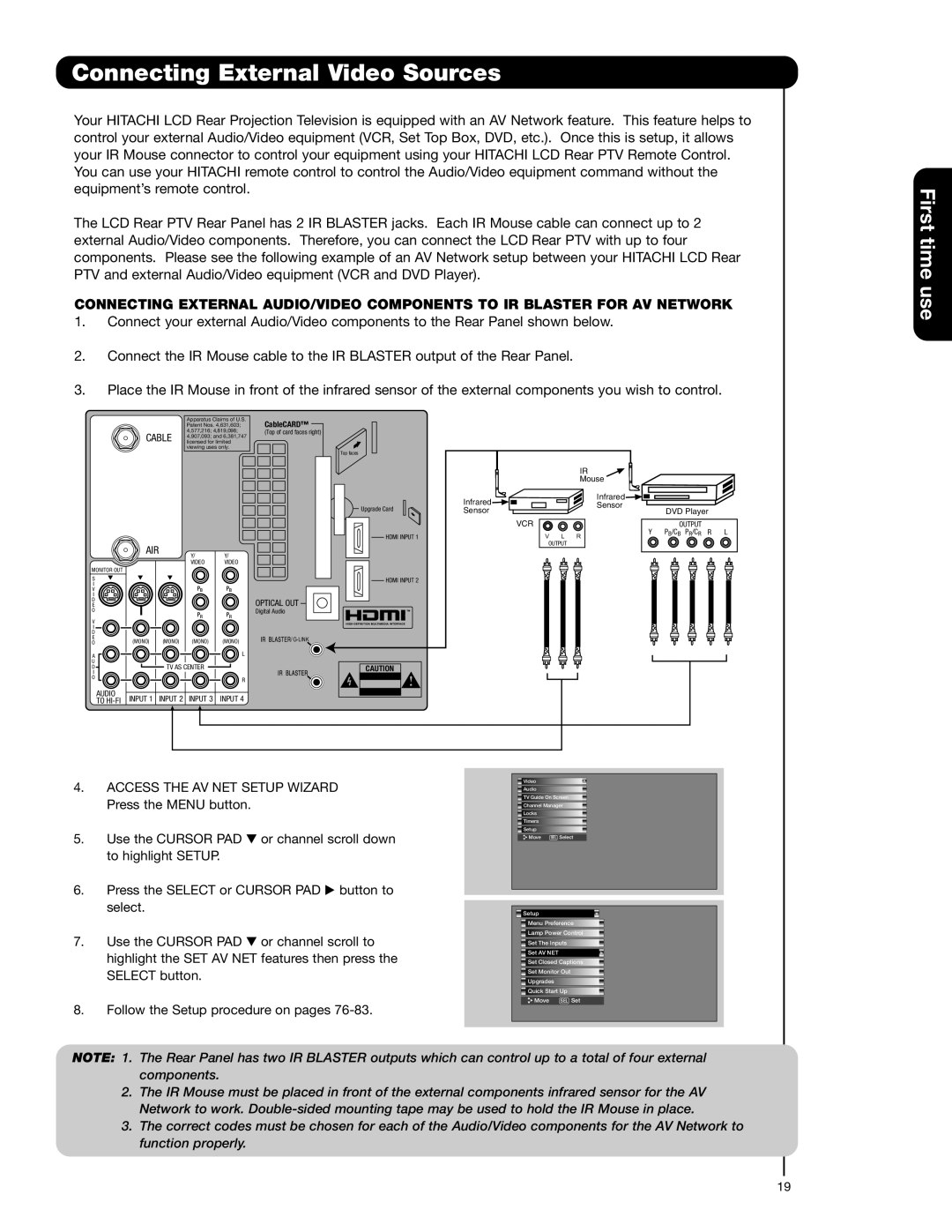 Hitachi 55VG825 important safety instructions Vcr 