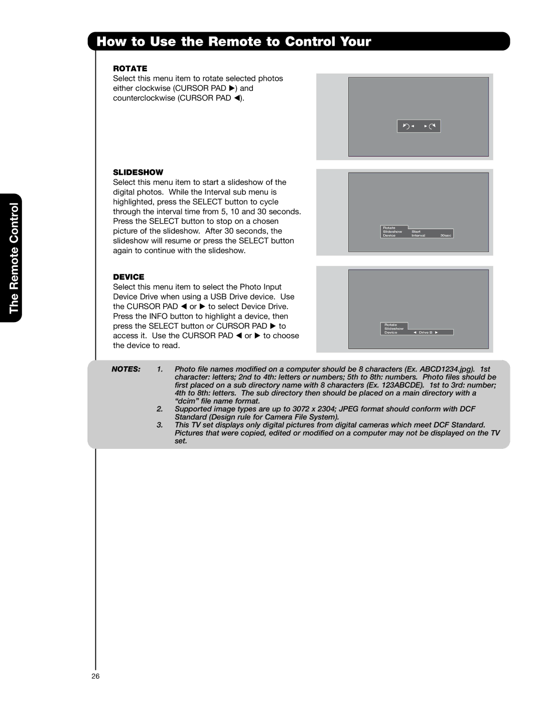 Hitachi 55VG825 important safety instructions How to Use the Remote to Control Your, Rotate 