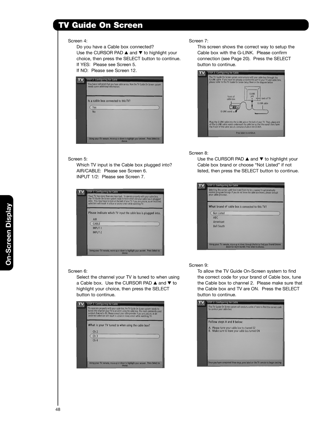 Hitachi 55VG825 important safety instructions TV Guide On Screen 