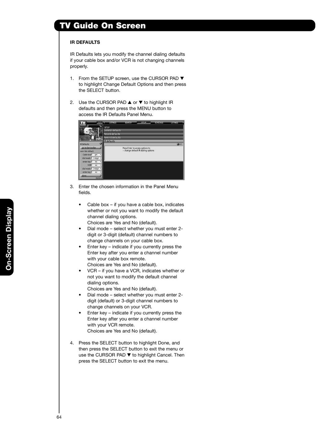 Hitachi 55VG825 important safety instructions IR Defaults 