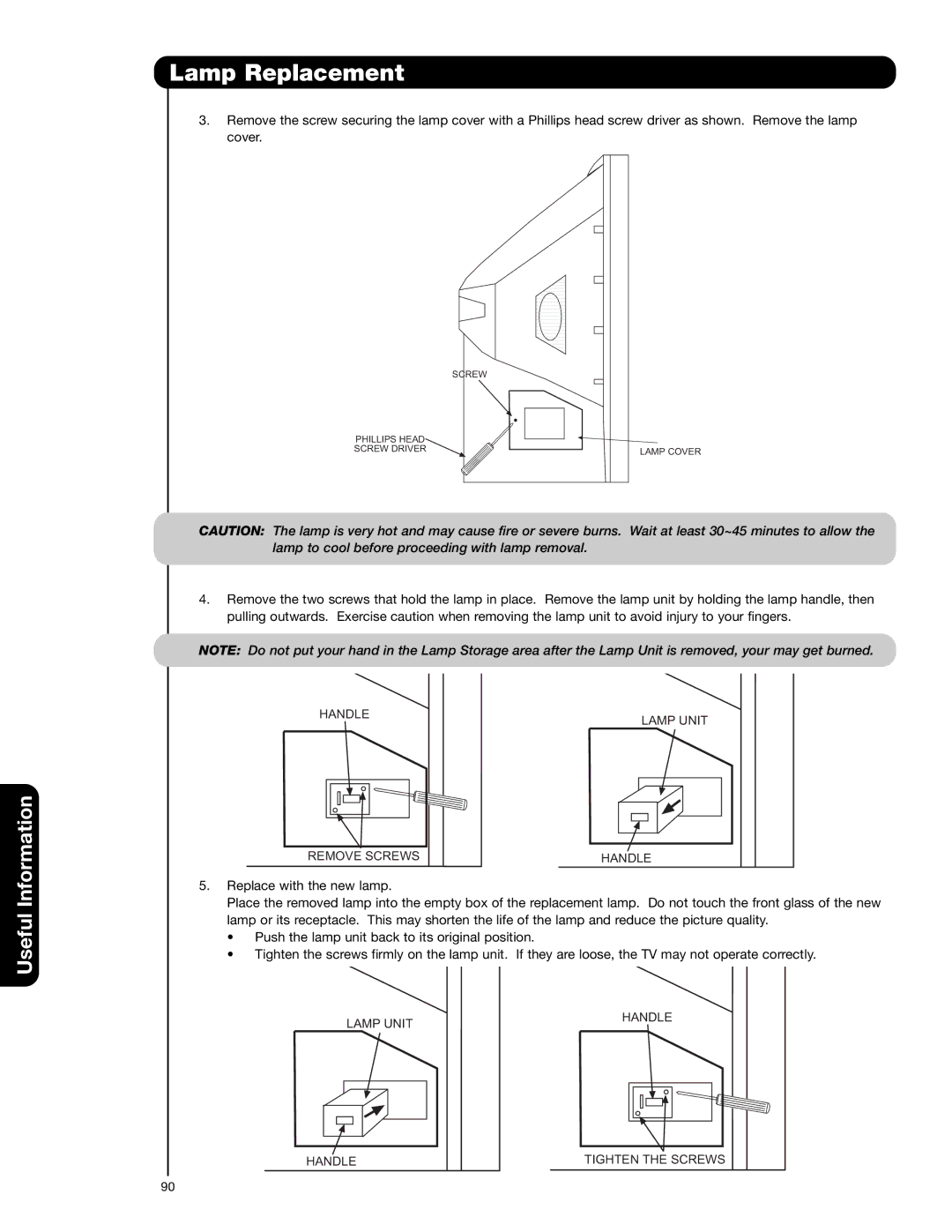 Hitachi 55VG825 important safety instructions Useful Information 