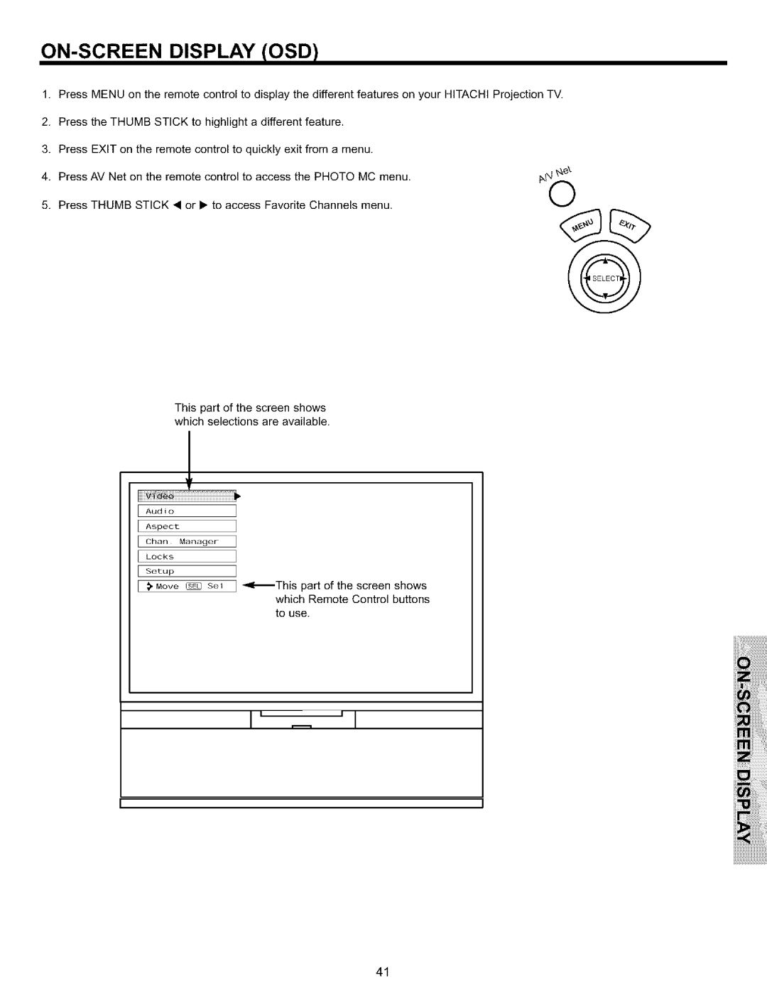 Hitachi 51S700, 57S700, 65S700 important safety instructions Iiii, ON-SCREEN Display OSD 