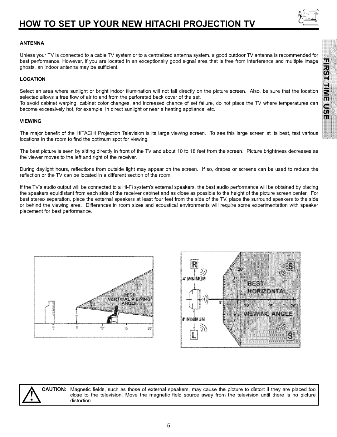 Hitachi 51S700, 57S700, 65S700 HOW to SET UP Your NEW Hitachi Projection TV, Antenna, Location, Viewing 