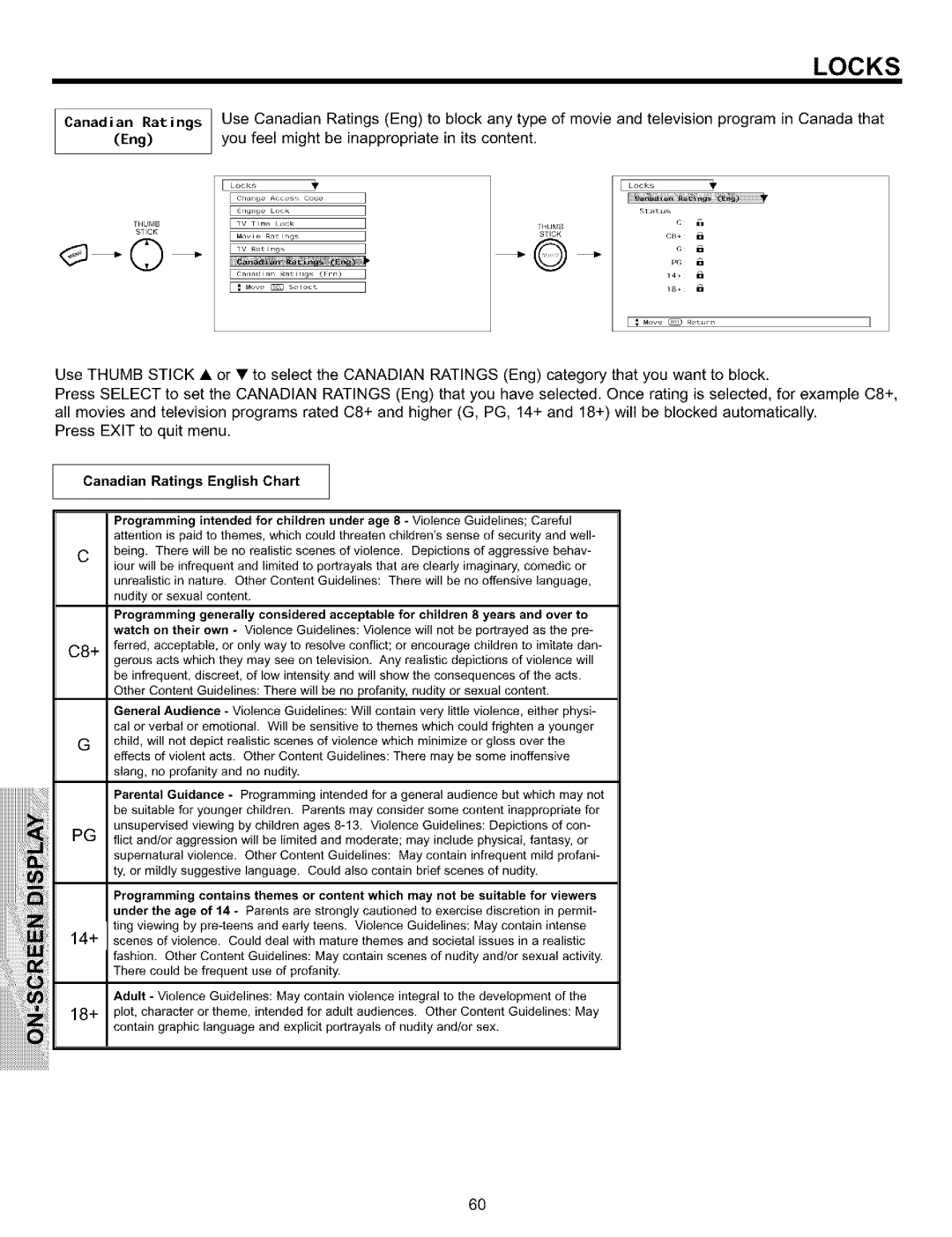 Hitachi 57S700, 65S700, 51S700 important safety instructions Canadian Ratings English Chart 