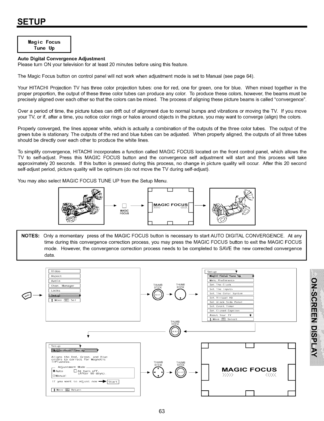 Hitachi 57S700, 65S700, 51S700 important safety instructions Tune Up Auto Digital Convergence Adjustment, Focus 