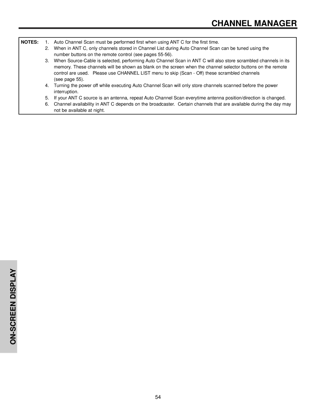 Hitachi 57S700, 65S700, 51S700 important safety instructions Channel Manager 