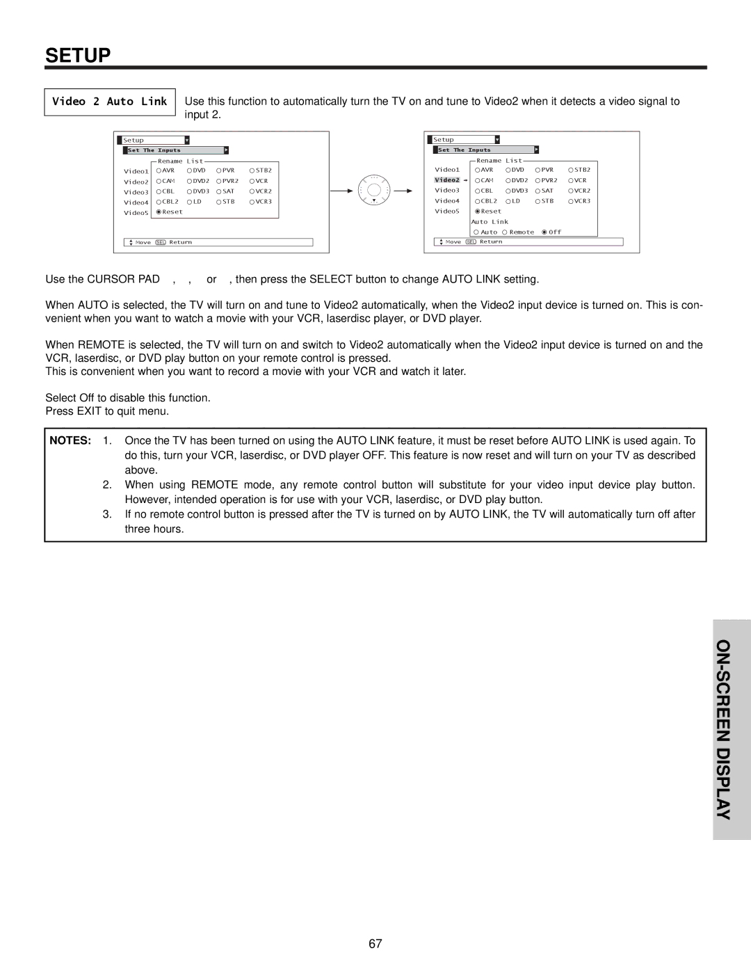 Hitachi 51S715, 57S715 important safety instructions Video 2 Auto Link, Video2 