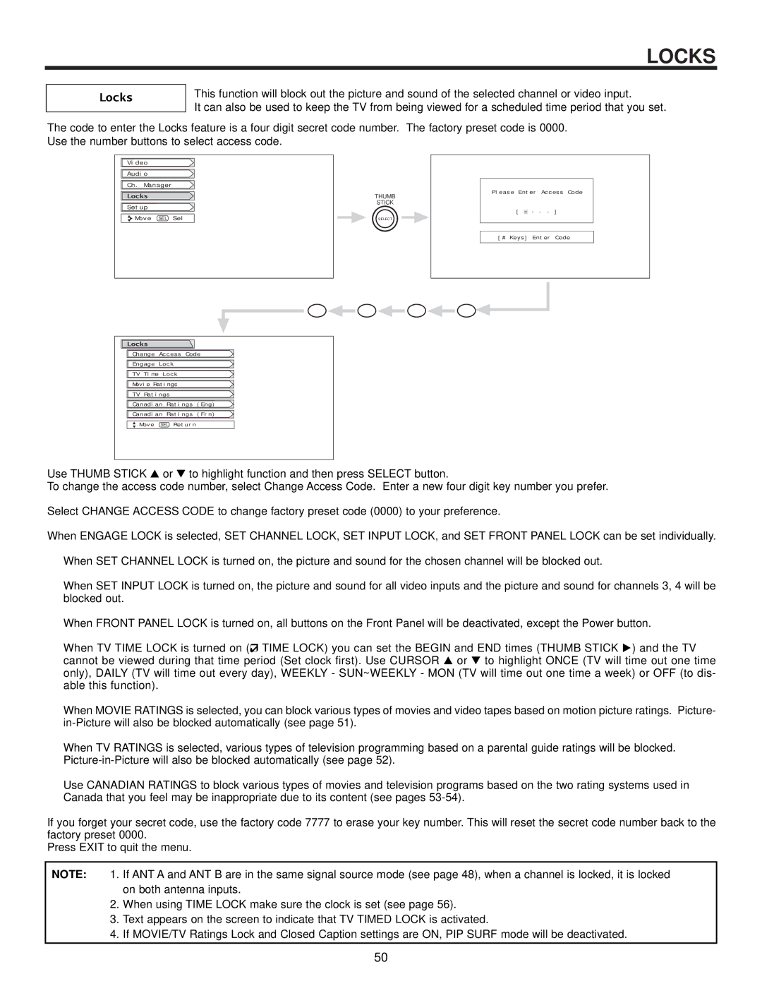 Hitachi 57SWX20B, 51SWX20B, 65TWX20B, 65SWX20B, 57TWX20B important safety instructions Locks 