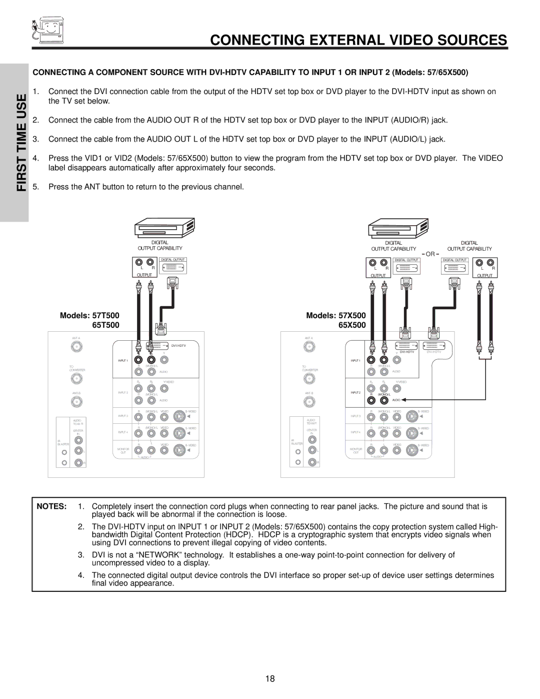 Hitachi 57T500A important safety instructions Models 57T500 