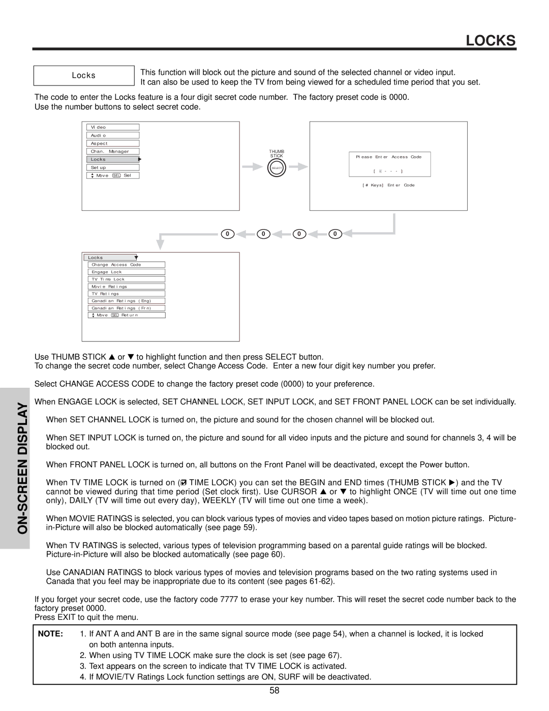 Hitachi 57T500A important safety instructions Locks 