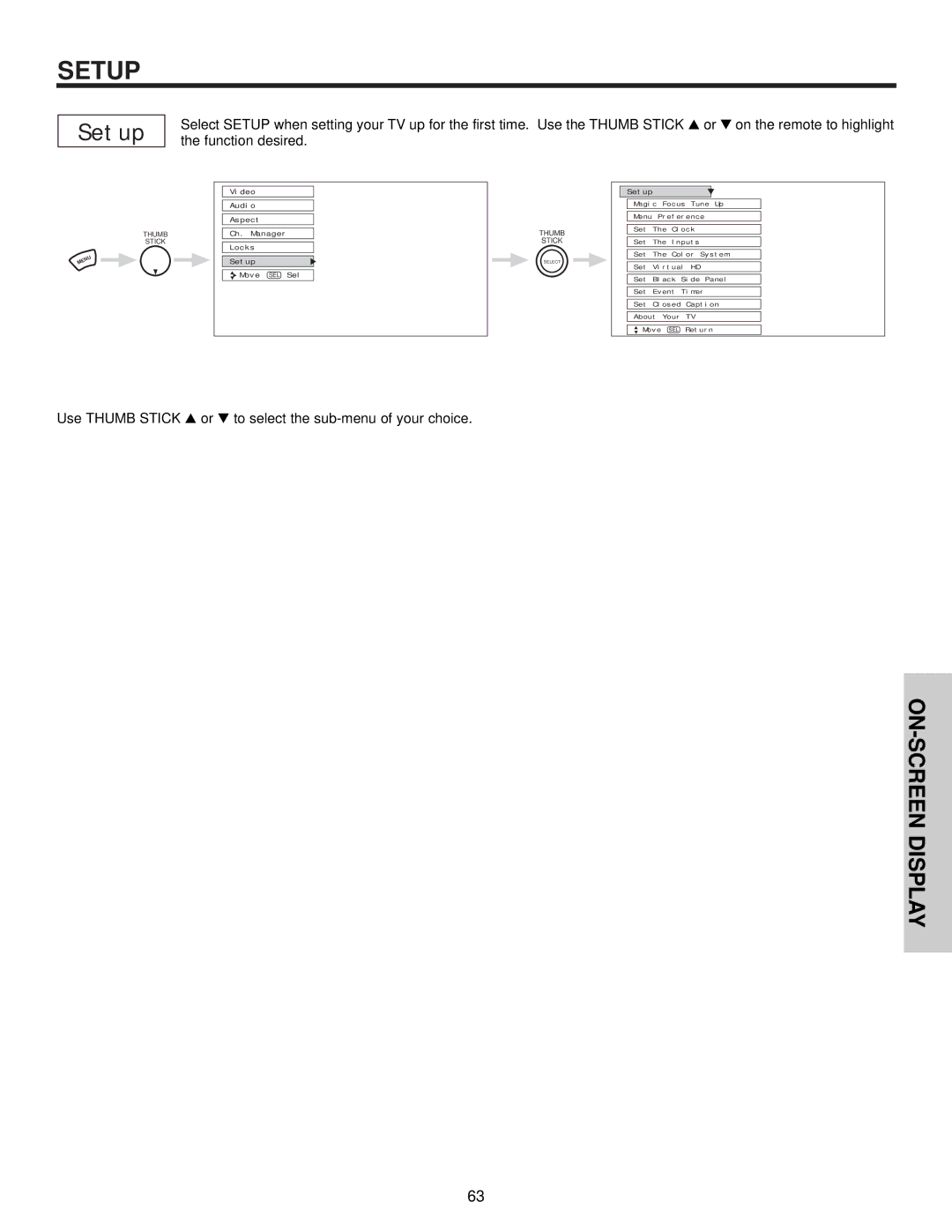 Hitachi 57T500A important safety instructions Setup 