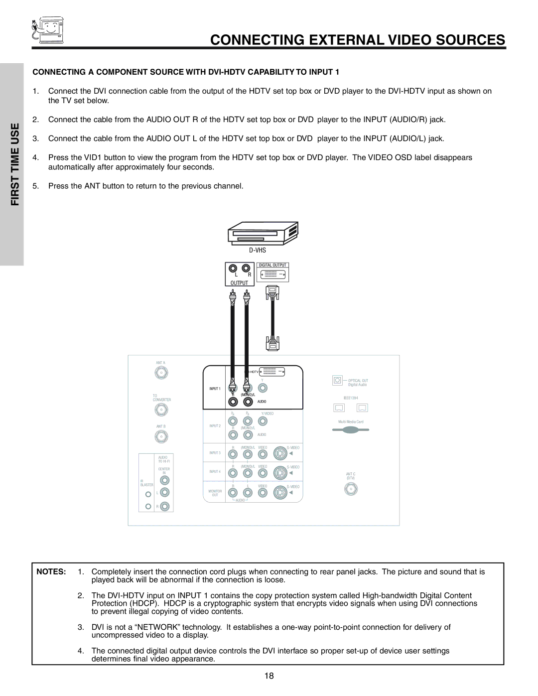 Hitachi 57T600 important safety instructions Vhs 