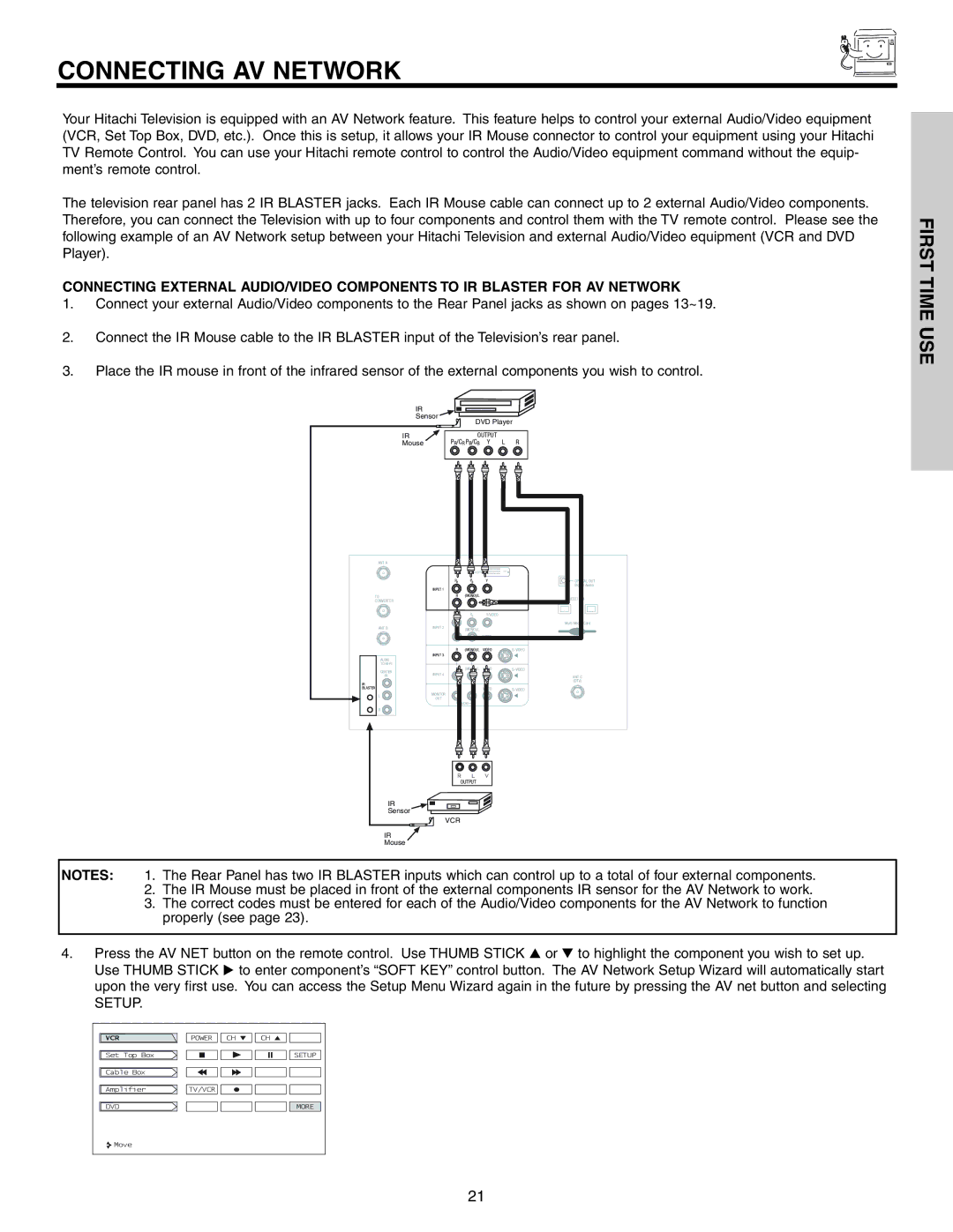 Hitachi 57T600 important safety instructions Connecting AV Network, Mouse 