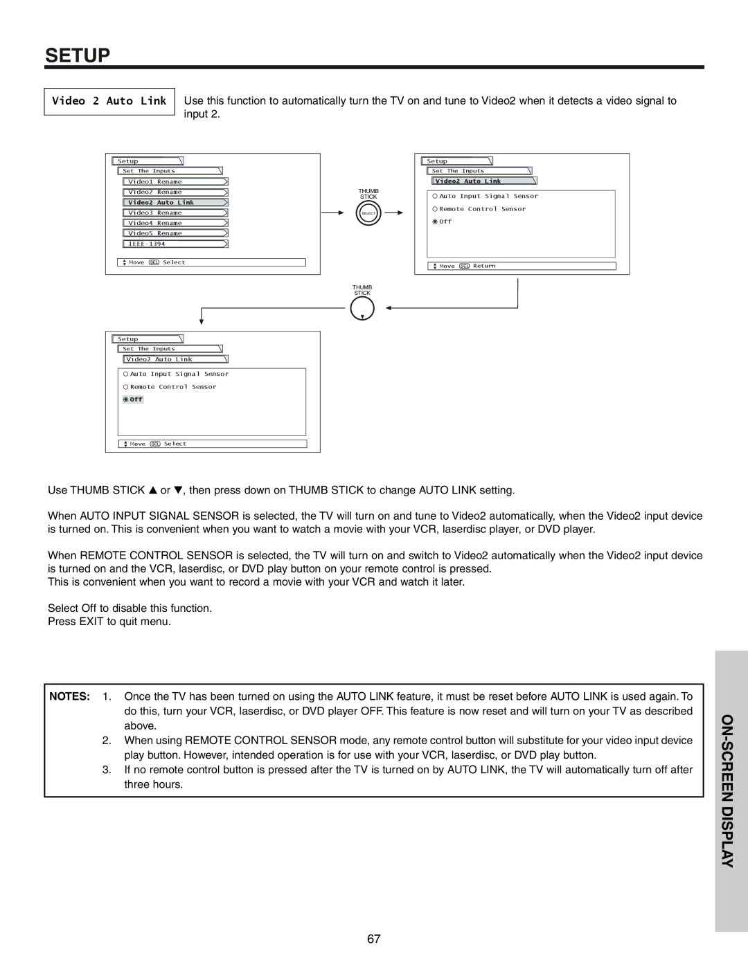 Hitachi 57T600 important safety instructions Video 2 Auto Link, Video2 Auto Link 